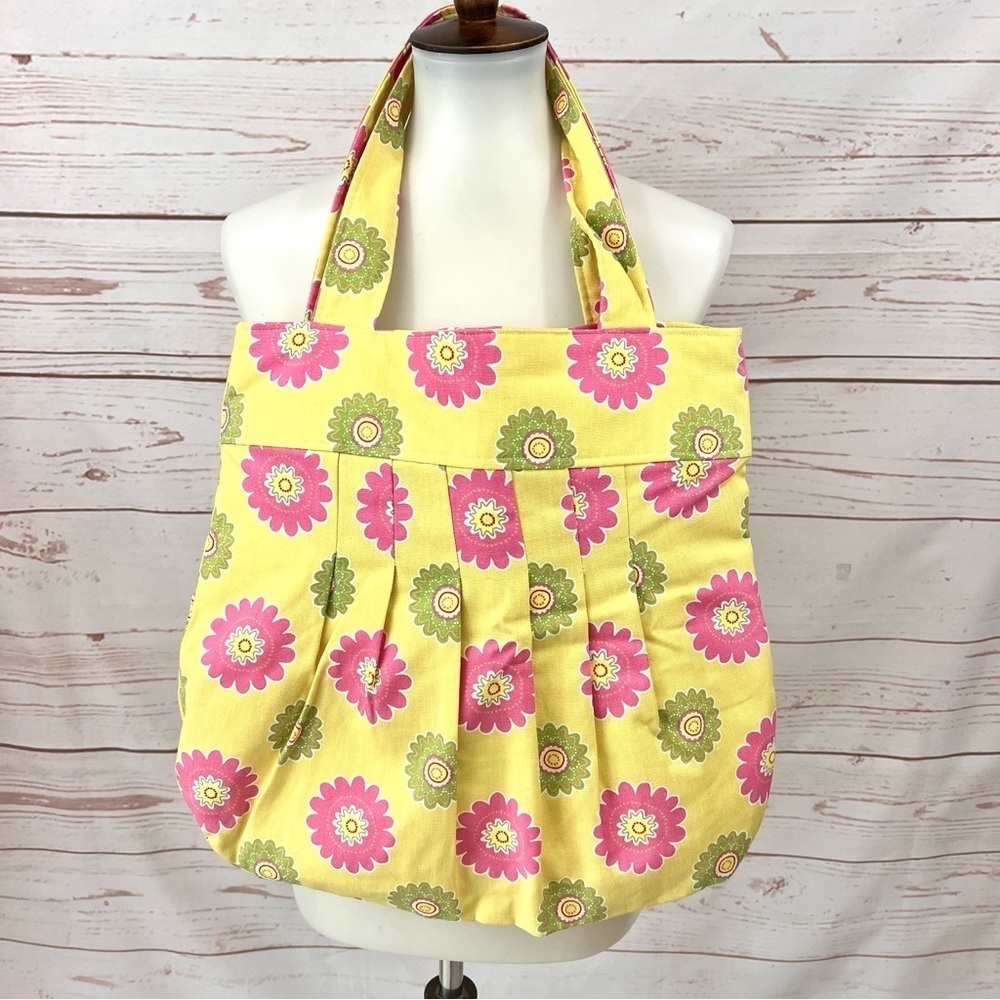 Vintage Mid Century Mod MCM Retro Handmade Flower Power Cotton Tote Bag - Picture 4 of 7